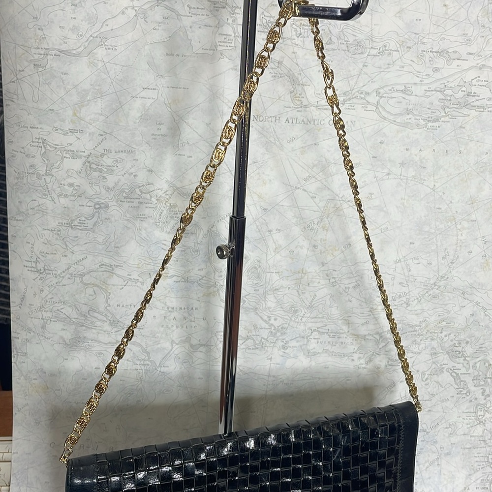 ☔️ VINTAGE ENVELOPE/S-CHAIN WOVEN LEATHER SUEDE CLUTCH - Picture 3 of 12